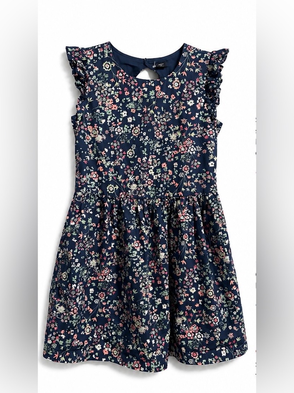 GAP Floral sleeve XXL 14/16 flowey gathered skirt navy spring summer party dress